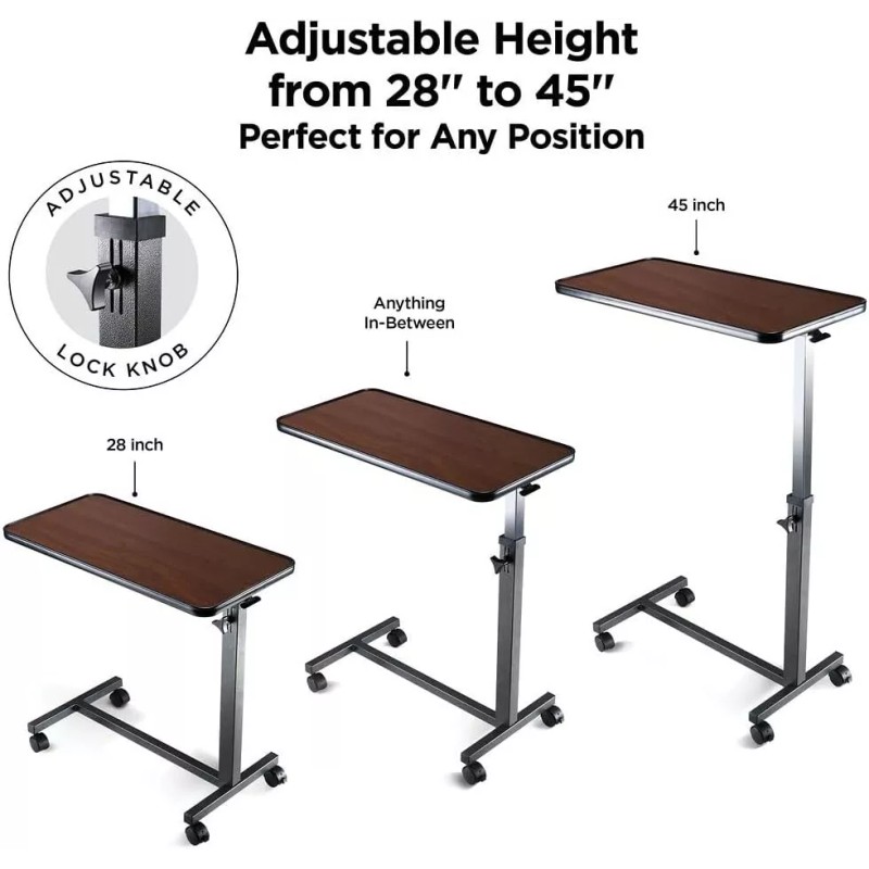 Medical king Adjustable Overbed Bedside Table with Wheels, Bed Desk,