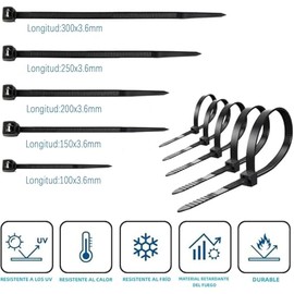 500 PCS Cinchos de Plastico,Bridas para Cables para Electricidad,Ancho 3.6mm,10/15/20/25/30cm,Bridas Multiusos, Cintillos de Plástico Nylon Autobloque