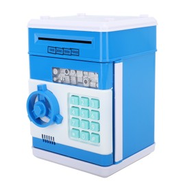 Innovative Money Bank ATM Piggy Bank with Cute Music Coin Money Saving Box with Password Desktop Ornament Blue