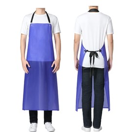 Jaspfct Delantal de vinilo impermeable, resistente a los productos químicos, para hombres y mujeres, delantal de lavado de platos, carnicero para perros, Azul (Blue thick), 43"Long