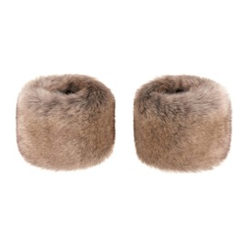 Futrzane Siberian Cuffs - Fur Wrist Cuffs for Women - Fluffy Warmers for Sleeves (Beige Siberian)