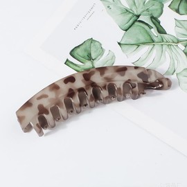 Nakanoya AMBV90 Banana Clip, Plastic, Resin, Hair Clip, Twin Comb, Double Comb, Animal Pattern, Leopard Print, Marble Vertical, Vertical, Curve, Glossy, Glossy, Glossy, Large, Large, Lightweight,