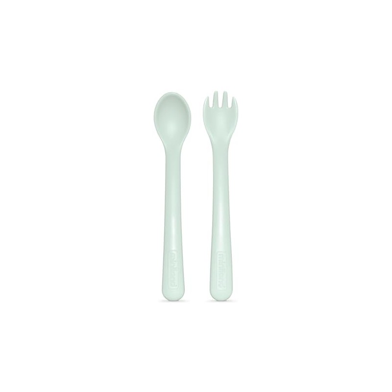 Miniland Dolce Mint Long Handled Spoon and Fork Set, Made