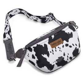 Wrangler Large Fanny Packs for Women Cow Print Belt Bag Crossbody Sling Purse with Adjustable Long Strap