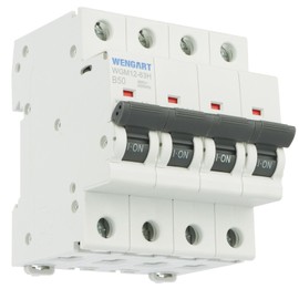 Wengart 3 Phase Miniature Circuit Breaker WGM12-63H AC 230V/400V 4P 10kA B-Char, High Short Circuit Resistance, Fire Resistant Materials to Protect Home Electrical Systems (50A)
