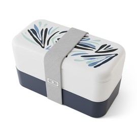 monbento - Bento Box Adult Original Graphic Blue Nordic Made in France - Lunch Box with Compartments Leak-Proof - Perfect for Office/Picnic - BPA Free Lunch Box - Food Container - Natural Motif