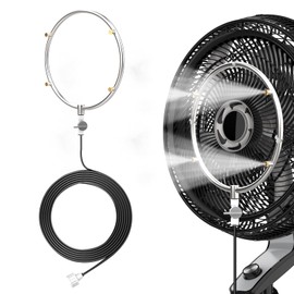 DR.PREPARE Stainless Steel Misting Fan Kit, 16.4ft Mist Hose Fan Mister, Outdoor Water Sprayer for Patio Backyard, Portable Cooling Mist System, Independent Valve for Control (Fans Not Included)