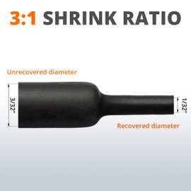 Wirefy | Heat Shrink Tubing - 3/32" inch - 3:1 Ratio - Adhesive Dual Wall Waterproof - Heat Shrink Tube - Heatshrink Tubes - Black - 50 Feet Roll | Trusted UL Certification