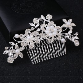 3PCS Crystal Bride Wedding Hair Piece,Rhinestone Wedding Pearl Hair Comb,Bride Hair Accessories for Women
