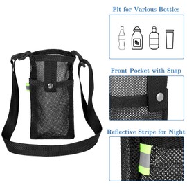 Chutoral 2 Pcs Water Bottle Carrier Bag, Mesh Water Bottle Pouch Water Bottle Holder with Adjustable Strap Nylon Water Bottle Sling Outdoor Accessories for Walking Hiking Travelling Camping