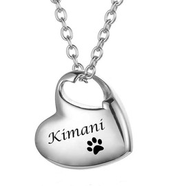 aplusashop ID Heart Ash Medallion + Chain with Engraving of Your Choice Urn Memorial Pendant, Stainless Steel