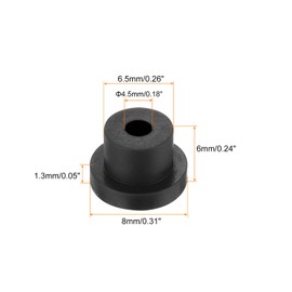 sourcing map 50Pcs T Shape Rubber Grommet Mount Dia 6.5mm ID 4.5mm H 6mm Black Seal Protection Cable Grommets Flexible for Cable Pipe