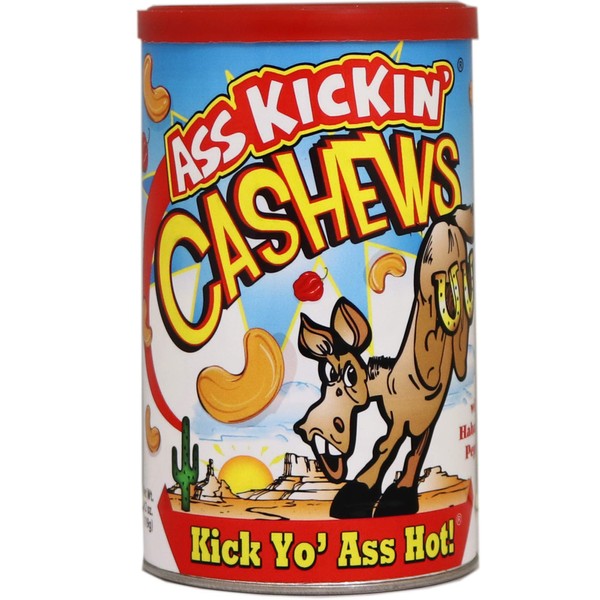 ASS KICKIN' Hot & Spicy Cashews - With Habanero Seasoning – 6oz. Perfect For A Spicy Snack or Gift
