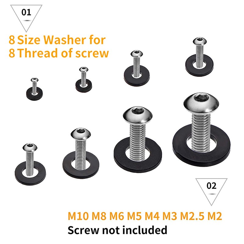 URLWALL 500Pcs Nylon Flat Washer Assortment Set, Washers Metric Sealing