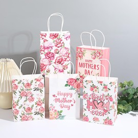 15 PCS Mother's Day Gift Bags ，Happy Mother's Day gift bag， Best Mom Floral Gifts Bags ， for Mother's Day Party Birthday Thanksgiving Party Supplies
