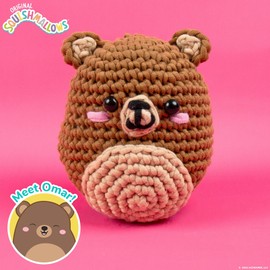Squishmallow Original Omar The Bear Crochet Kit, Includes Yarn, Crochet Hook, Starter Hooks, Step-by-Step Tutorials, Exclusive Crochet Kit for Beginners, DIY Craft, Crochet Kits, Great Teen Gifts