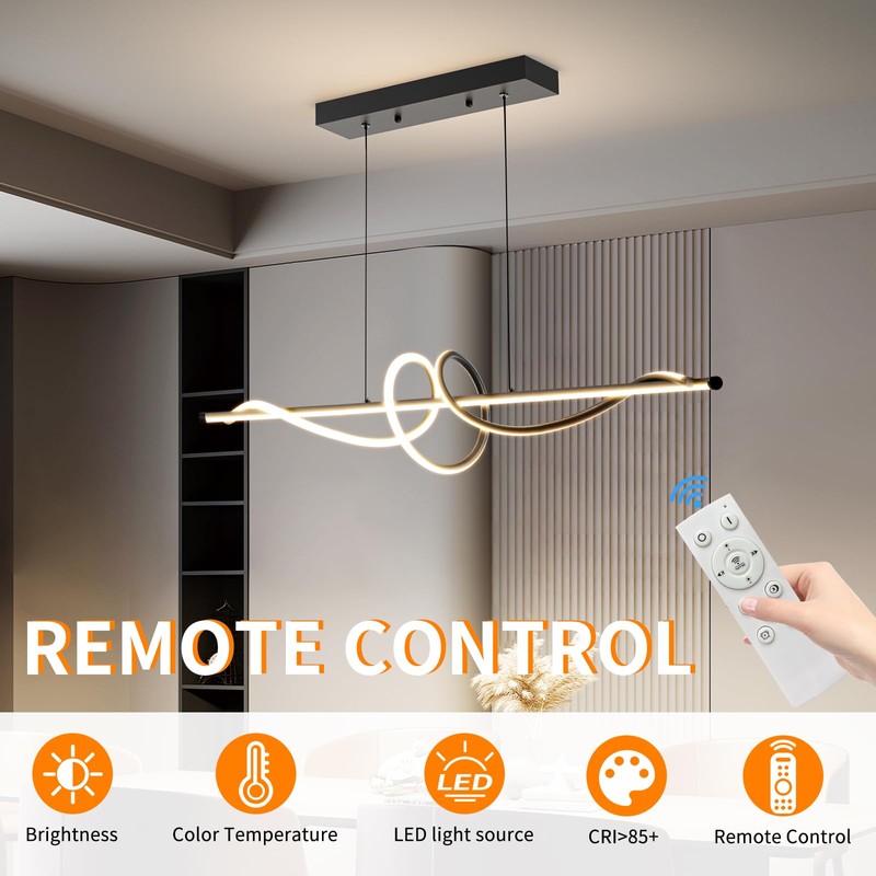 Modern LED Chandelier Light, 47IN Pendant Light Fixtures Dimmable with