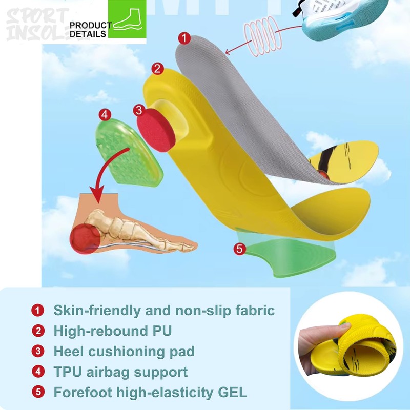 ALTEKANA Sports Insoles - Shock Absorbing Elastic with Heel Comfort