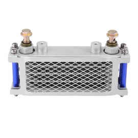 Motorcycle Aluminum Quick Cooling Engine Oil Cooler Oil Cooling Radiator System Kit Fit for CB for CG6 100CC-250CC(65ML-Silver)