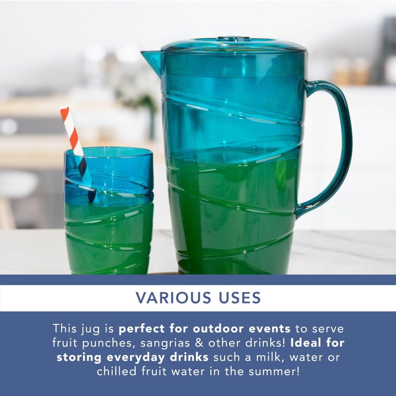 HEFTMAN 2 Litre Blue Plastic Jugs - 2 Pack -