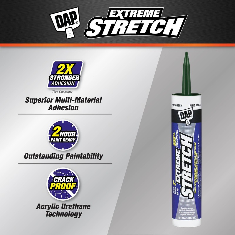 DAP 7079818709 Extreme Stretch Elastomeric Sealant, 10.1 Oz, Pine Green,