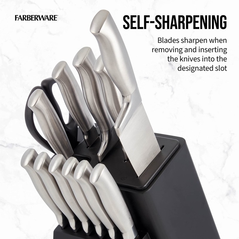 Farberware Self-Sharpening 13-Piece Knife Block Set with EdgeKeeper Technology, High
