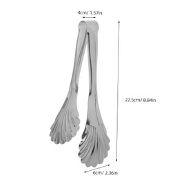 Cabilock 2pcs Stainless Steel Shell Clips Elegant Food Serving Tongs for Buffets Parties Mini Appetizer Tongs with Unique Scallop Design for Bread Pastries Kitchen Utensils