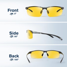 BIRCEN Mens Polarized Sunglasses UV-Protection: Carbon Fiber Sport Black Shades for Men Driving Fishing