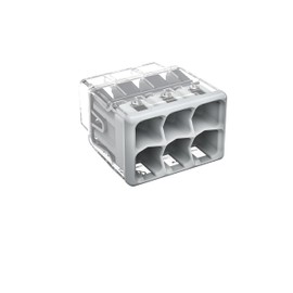 WAGO COMPACT splicing connector; for solid and stranded conductors; max. 4 mm²; 6-conductor; Gray cover; Surrounding air temperature: max 85°C (T85); 4,00 mm²; transparent, 2773-406 (50 pcs)