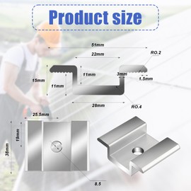 Solar Panel Mid Clamps 1.06 Inch Solar Panel Bracket Aluminium Mounting Accessories Aluminum Solar Mid Clamp for Solar Panel Mounting Solar Panel Mid Clamp (42 Pack)
