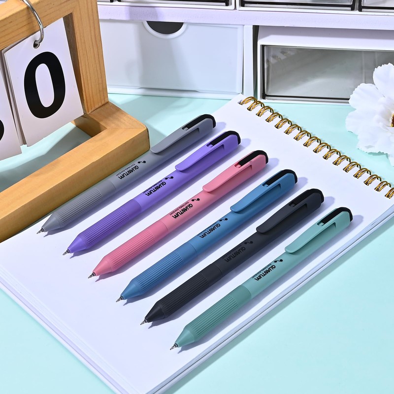 BAYTORY 6 Pcs Retractable Gel Pens, 0.5mm Black Ink Pen