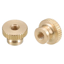 sourcing map Knurled Thumb Nuts, 5pcs M5 x D16mm x H10mm Brass Knurled Nut with Collar High Head Through Hole Adjusting Nuts for 3D Printer Parts