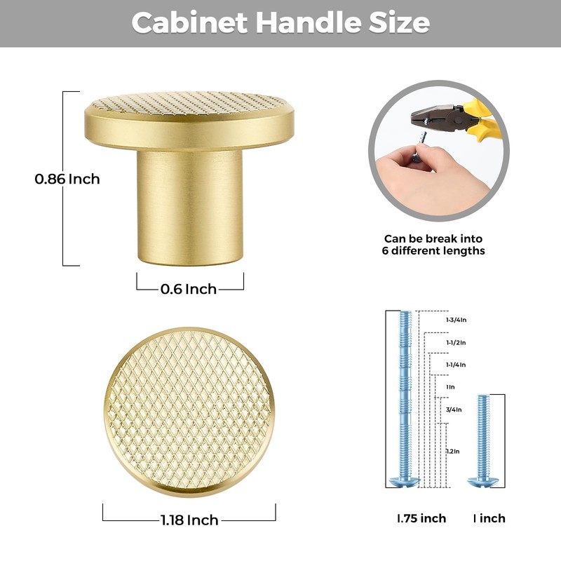 Ravinte Decor 30 Pack Brushed Brass Cabinet Knobs, 1-3/16 Inch