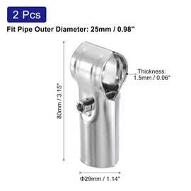 sourcing map 2Pcs Tee Pipe Clamp Connector, Fit 1 Inch(25mm) OD Pipe Rail Corner Fitting Connector 201 Stainless Steel Chain Link Fence Clamp for Fence Railing DIY Project