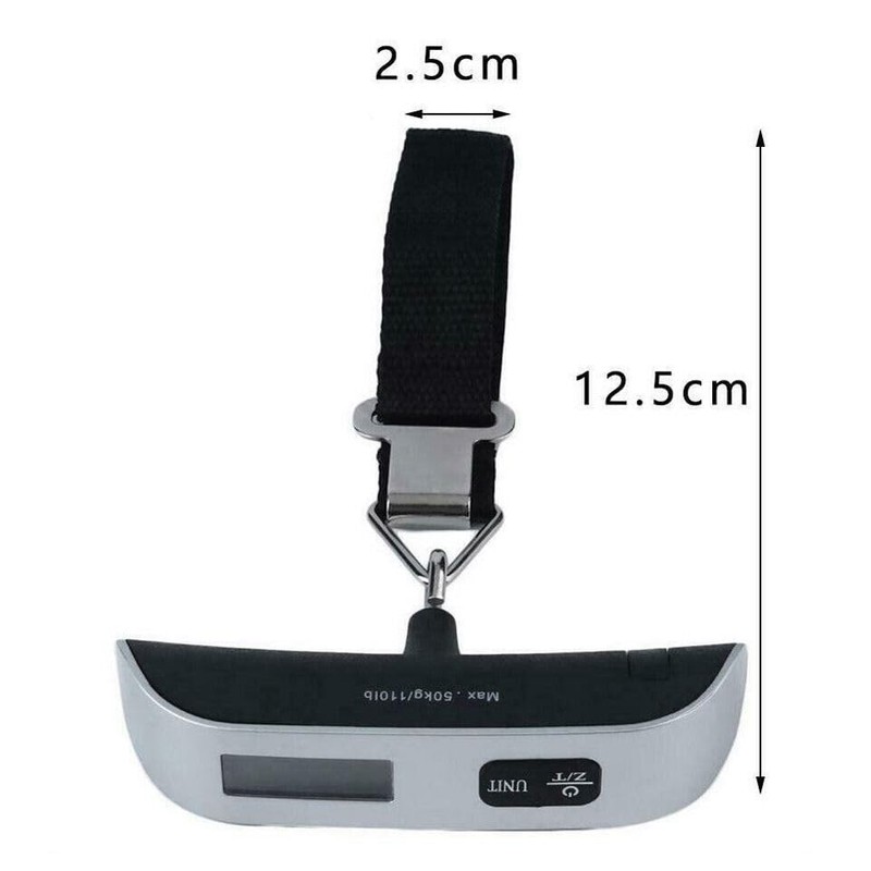 IMEX Digital Luggage Scale with LCD Display 50kg Capacity Silver