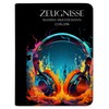CreaDesign, Children's Certificate Folder with Name, Neon Headphones Motif without