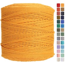 GOHOHOF Macrame Cord 3mm x 875yards Natural Macrame Cotton Rope Colored Macrame Rope Soft Cotton Cord Macrame Supplies Craft Rope Macrame Yarn for Plant Hanger Wall Hanger Dreamcatcher(Orange)