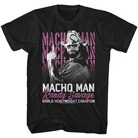 American Classics Macho Man Randy Savage 1980's Wrestler Heavyweight Champ T-Shirt, Black (5X-Large)