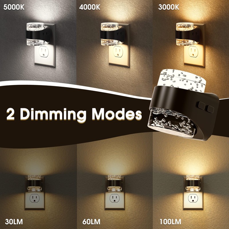 Briignite LED Night Light Plug into Wall[2 Pack] Dimmable Night