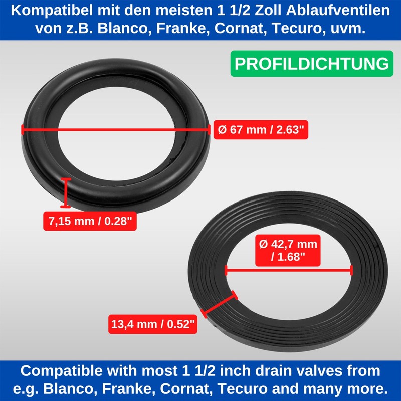 Profile Seal and Flat Seal Set, 2 Pieces, for 1