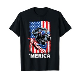 Patriotic Labrador Retriever Dog Merica 4th Of July USA Flag T-Shirt