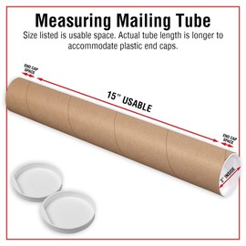 CLAUVINCK 2" x 15" Kraft Mailing Tube, shipping, Heavy Duty Mailers Poster Tube Packing 2 inches x 15 inches Office