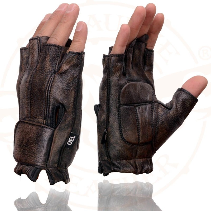 Milwaukee Leather Men's Fingerless Motorcycle Riding Hand Gloves - Large