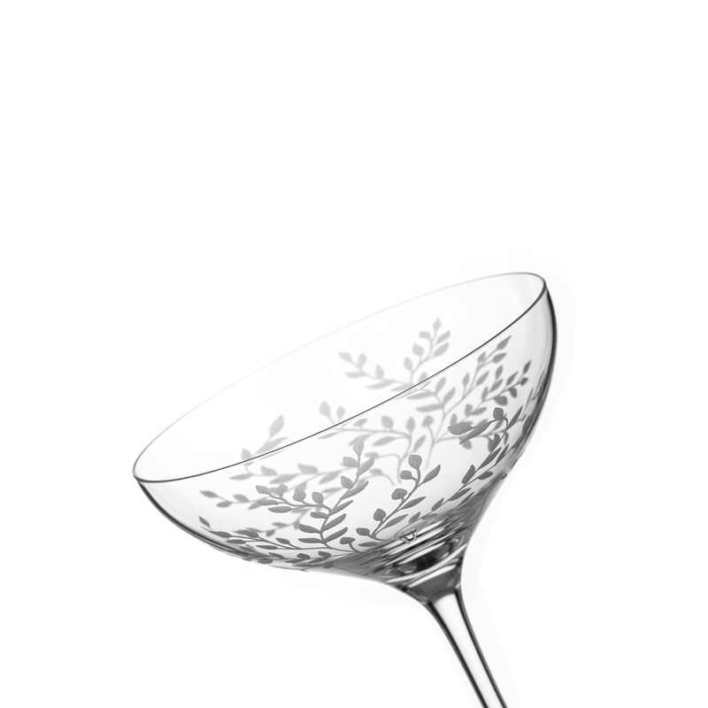 DIAMANTE Champagne Cocktail Saucers Coupes Pair - ‘Breeze’ - Intricately