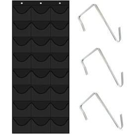 Organizador de Sombreros, 24 Bolsillos Profundos para Gorras de Béisbol, Organizador Gorra de Béisbol, Gorras Colgantes, Soporte Visible Sombreros para Puerta de Pared con 3 Ganchos(negro)