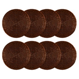 COTTON CRAFT Glitz Handmade Coasters - Set of 8 Cotton Braid Drinks Coaster - Bar Kitchen Party Tabletop Protection - Christmas Xmas Celebration Festive Décor 4 in Round - Red Gold