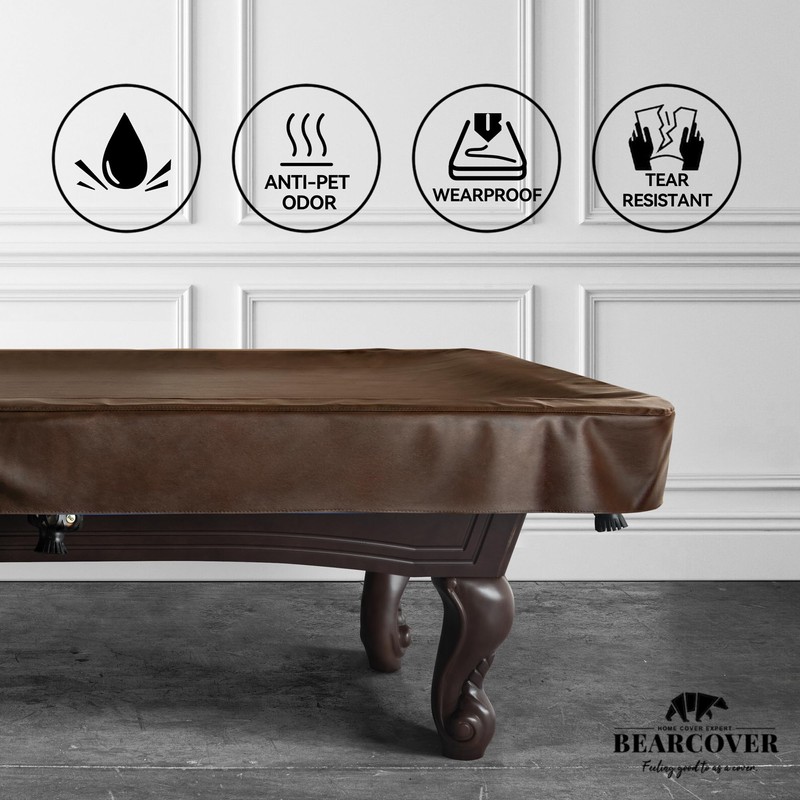 BEARCOVER Heavy Duty Leatherette Billiard Pool Table Cover, Waterproof &