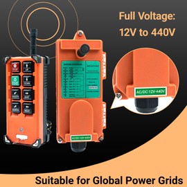 12V-440V Full Voltage Industrial Wireless Crane Remote Control Electric Lift Hoist Overhead Tower Bridge Radio Switch Receiver F21-E1B (2 Transmitter + 1 Receiver Orange)