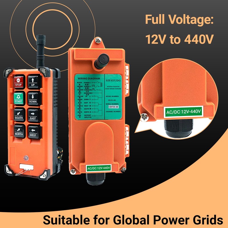 12V-440V Full Voltage Industrial Wireless Crane Remote Control Electric Lift