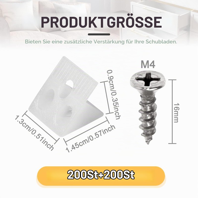 Pack of 40 Back Wall Screws, WitBicg Drawer Base Reinforcement
